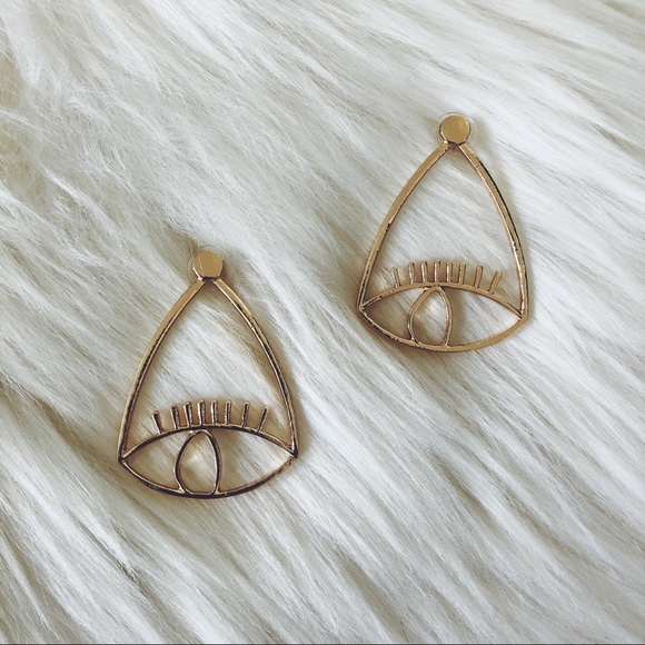 NWT Gold Eye Statement Earring - Picture 2 of 3